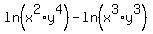 ln%28x%5E2%2Ay%5E4%29-ln%28x%5E3%2Ay%5E3%29