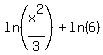 ln%28x%5E2%2F3%29%2Bln%286%29