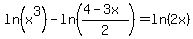 ln%28x%5E3%29-ln%28%284-3x%29%2F2%29=ln%282x%29