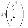 ln%28x%5E4%2Fy%5E%281%2F4%29%29