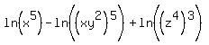 ln%28x%5E5%29-ln%28%28xy%5E2%29%5E5%29%2Bln%28%28z%5E4%29%5E3%29