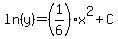 ln%28y%29=%281%2F6%29x%5E2%2BC