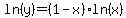 ln%28y%29=%281-x%29%2Aln%28x%29
