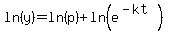 ln%28y%29=ln%28p%29%2Bln%28e%5E%28-kt%29%29