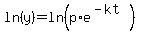 ln%28y%29=ln%28p%2Ae%5E%28-kt%29%29