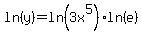 ln%28y%29+=+ln%283x%5E5%29%2Aln%28e%29
