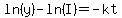 ln%28y%29-ln%28I%29=-kt