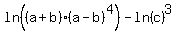 ln+%28%28a%2Bb%29%28a-b%29%5E4%29+-+ln%28c%29%5E3