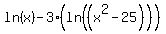 ln+%28x%29-3%28ln%28%28x%5E2-25%29%29%29