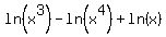 ln+%28x%5E3%29+-+ln%28x%5E4%29+%2B+ln%28x%29