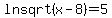ln+sqrt%28x-8%29+=+5