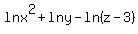 ln+x%5E2+%2B+lny+-+ln%28z-3%29