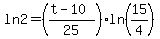 ln2+=+%28%28t-10%29%2F25%29%2Aln%2815%2F4%29