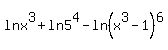 lnx%5E3+%2B+ln5%5E4+-+ln%28x%5E3-1%29%5E6+