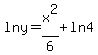lny+=+x%5E2%2F6+%2B+ln4
