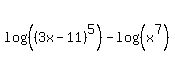 log%28%28%283x+-+11%29%5E5%29%29+-+log%28%28x%5E7%29%29