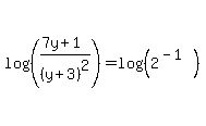 log%28%28%287y+%2B+1%29%2F%28y%2B3%29%5E2%29%29=+log%28%282%5E%28-1%29%29%29