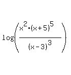 log%28%28%28x%5E2%28x%2B5%29%5E5%29%2F%28x-3%29%5E3%29%29