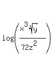log%28%28%28x%5E3%2Asqrt%28y%29%29%2F%2872z%5E2%29%29%29%29