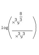 log%28%28%28x%5E3y%5E%288%2F3%29%29%2F%28x%5E3y%5E3%29%29%29