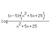 log%28%28%28x-5%29%28x%5E2%2B5x%2B25%29%29%2F%28x%5E2+%2B+5x+%2B+25%29%29