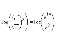 log%28%28%28y%5E7%2Fx%29%5E2%29%29+=+log%28%28y%5E14%2Fx%5E2%29%29