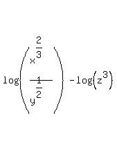 log%28%28+x%5E%282%2F3%29%2Fy%5E%28+1%2F2%29%29%29+-+log+%28%28z%5E3%29%29