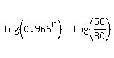 log%28%280.966%5En%29%29=log%28%2858%2F80%29%29