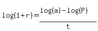 log%28%281%2Br%29%29=%28log%28%28a%29%29-log%28%28P%29%29%29%2Ft
