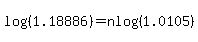 log%28%281.18886%29%29+=+nlog%281.0105%29