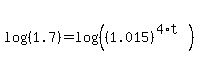 log%28%281.7%29%29+=+log%28%28%281.015%29%5E%284%2At%29%29%29