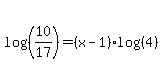 log%28%2810%2F17%29%29=%28x-1%29%2Alog%28%284%29%29