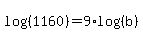 log%28%281160%29%29=9%2Alog%28%28b%29%29