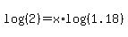 log%28%282%29%29=x%2Alog%28%281.18%29%29