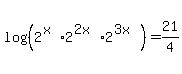 log%28%282%5E%28x%29%2A2%5E%282x%29%2A2%5E%283x%29%29%29=21%2F4