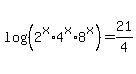 log%28%282%5Ex%2A4%5Ex%2A8%5Ex%29%29=21%2F4