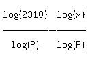 log%28%282310%29%29%2Flog%28%28P%29%29+=++log%28%28x%29%29%2Flog%28%28P%29%29