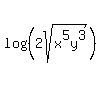 log%28%282sqrt%28x%5E5y%5E3%29%29%29