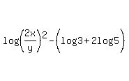 log%28%282x%2Fy%29%5E2%29-+%28log%283%29%2B+2log%285%29%29