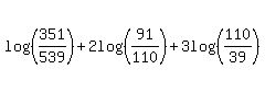 log%28%28351%2F539%29%29%2B2log%28%2891%2F110%29%29%2B3log%28%28110%2F39%29%29