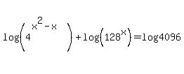 log%28%284%5E%28x%5E2+-+x%29%29%29%2B+log%28%28128%5Ex%29%29+=+log+4096