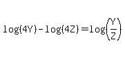 log%28%284Y%29%29-log%28%284Z%29%29=log%28%28Y%2FZ%29%29