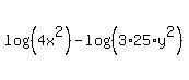 log%28%284x%5E2%29%29-log%28%283%2A25%2Ay%5E2%29%29