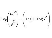 log%28%284x%5E2%2Fy%5E2%29%29-%28log%283%29%2B+log%285%5E2%29%29