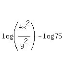 log%28%284x%5E2%2Fy%5E2%29%29-log%2875%29