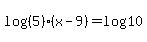 log%28%285%29%28x-9%29%29=log%2810%29