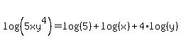 log%28%285xy%5E4%29%29=log%28%285%29%29%2Blog%28%28x%29%29%2B4%2Alog%28%28y%29%29
