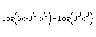 log%28%286x%2A3%5E5%2Ax%5E5%29%29-log%28%289%5E3x%5E3%29%29
