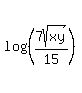 log%28%287sqrt%28xy%29%2F15%29%29