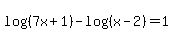 log%28%287x%2B1%29%29-log%28%28x-2%29%29=1